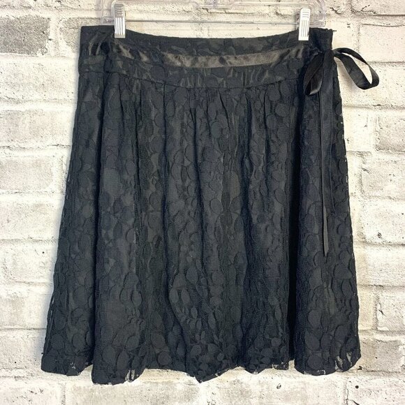 Peter Nygard Sheer Black Lace A-Line Lined Skirt - Picture 1 of 11